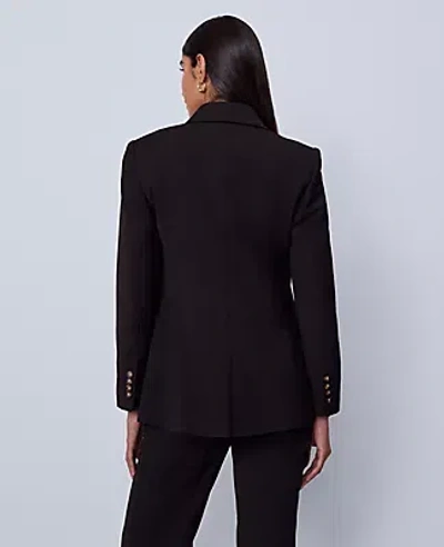 Ann Taylor Fitted Long Double Breasted Blazer In Black
