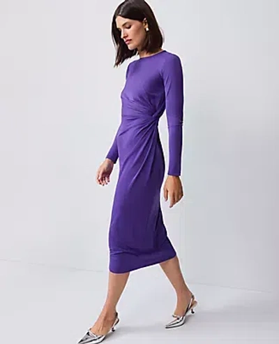 Ann Taylor Crew Neck Twist Sheath Dress In Purple
