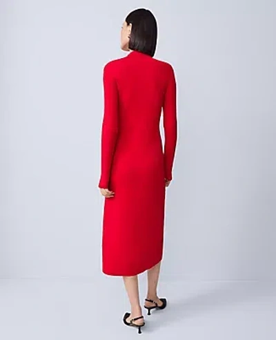 Ann Taylor Ribbed Button Sweater Dress In Red