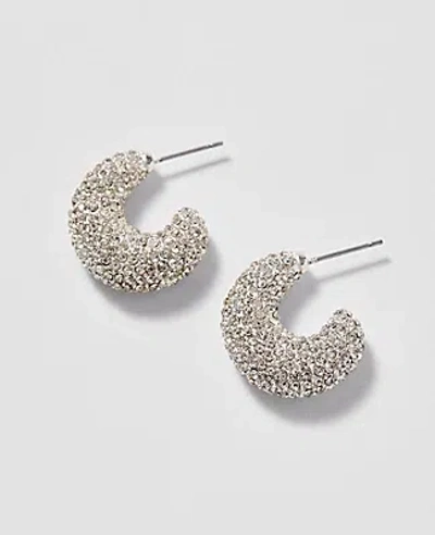 Ann Taylor Pavé Hoop Earrings In Silver