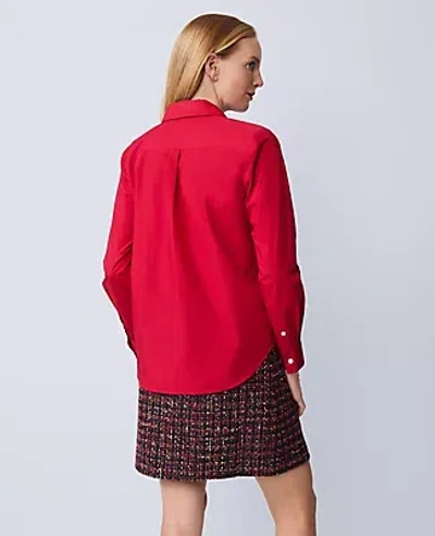Ann Taylor Embellished Relaxed Perfect Shirt In Red