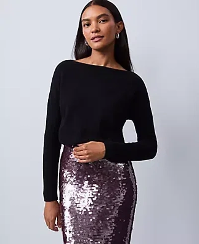 Ann Taylor Cashmere Off-the-shoulder Sweater In Black