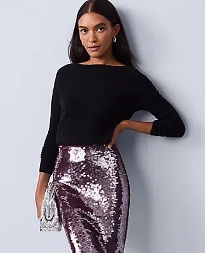 Ann Taylor Cashmere Off-the-shoulder Sweater In Black