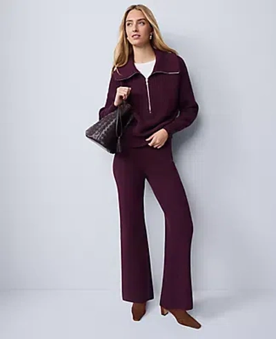Ann Taylor Petite Weekend Collection Waffle Sweater Pant In Purple