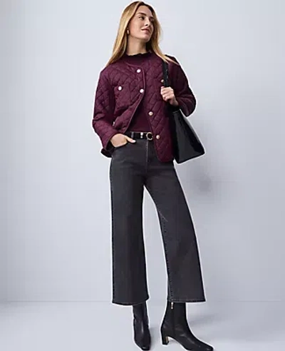 Ann Taylor Petite Weekend Collection Quilted Jacket In Purple
