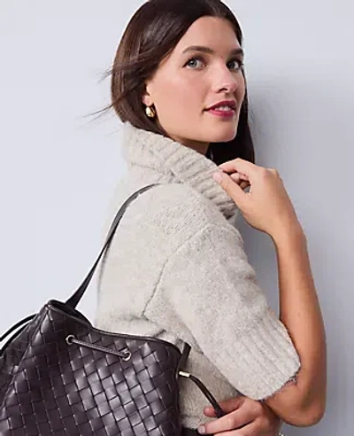 Ann Taylor Petite Turtleneck Elbow Sleeve Sweater Tee In White