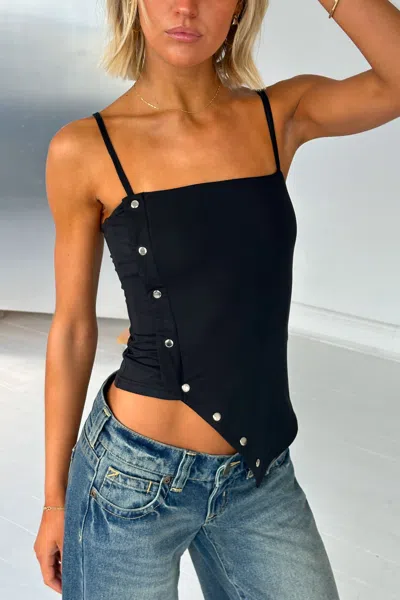 Abrand Heidi Snap Top Black In Blue