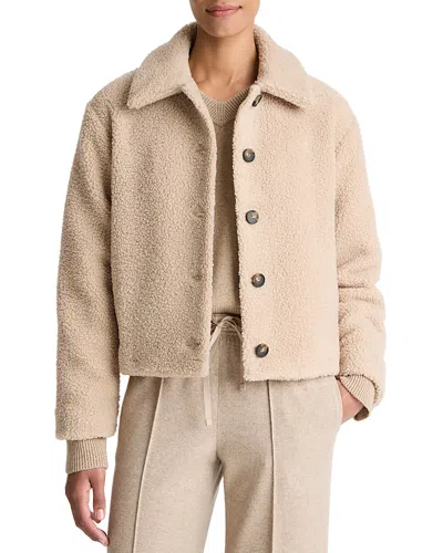 Vince High Pile Fleece Jacket In Neutral