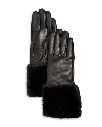 Bloomingdale's Cashmere Lined Cuffed Leather Tech Gloves - Exclusive In Black
