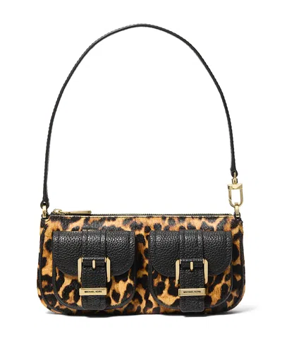 Michael Kors Zoe Small Calf Hair Convertible Pochette In Animal Print