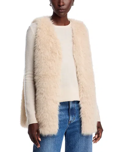 Surell Faux Fur Long Vest In Neutral