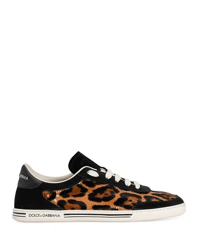 Dolce & Gabbana Women Printed Calf Hair Saint Tropez Light Sneakers In Animal Print