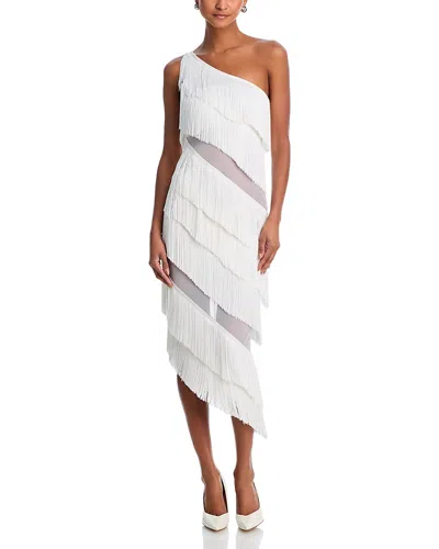 Norma Kamali Spliced One Shoulder Mid Calf Dress In White