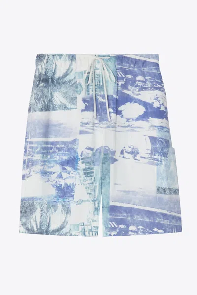 3.1 Phillip Lim Postcard Print Pull On Short In Blue
