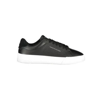 Tommy Hilfiger Black Leather Men Sneaker In Black