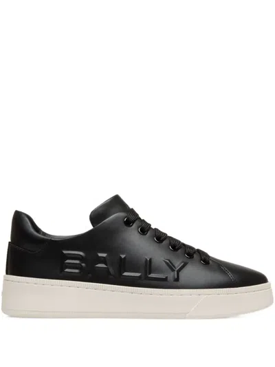 Bally Raise Embossed-logo Leather Sneakers In Black