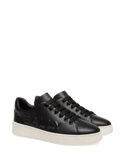 Bally Raise Embossed-logo Leather Sneakers In Black