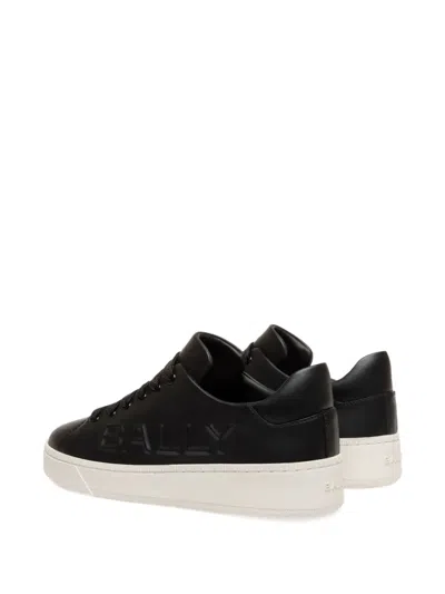Bally Raise Embossed-logo Leather Sneakers In Black
