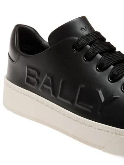 Bally Raise Embossed-logo Leather Sneakers In Black