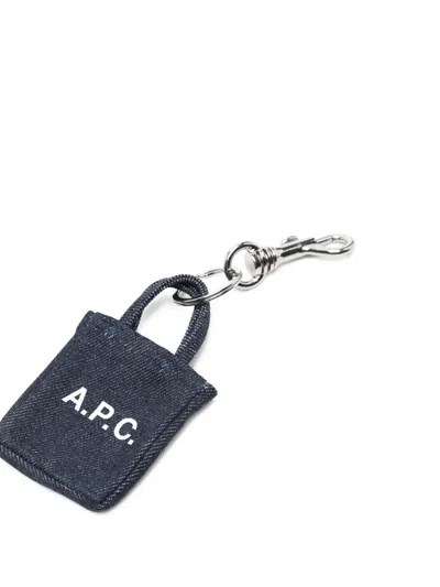 Apc Logo-print Keyring In Blue
