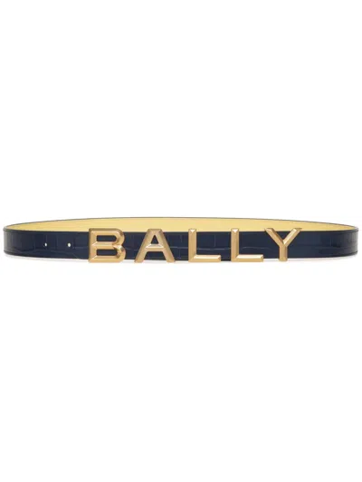 Bally Logomania Reversible Leather Belt In Blue