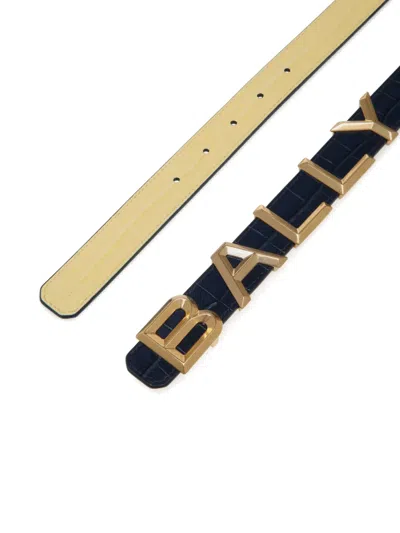 Bally Logomania Reversible Leather Belt In Blue