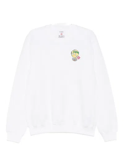 Casablanca Graphic Cotton Sweatshirt In White