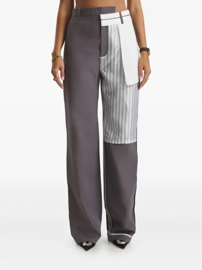 Cuanna Mark Striped-panel Trousers In Gray