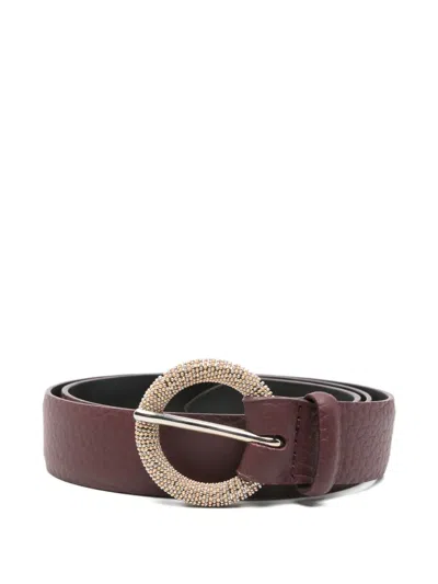 Orciani Beaded Leather Belt In Brown