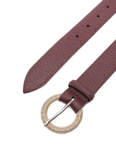 Orciani Beaded Leather Belt In Brown