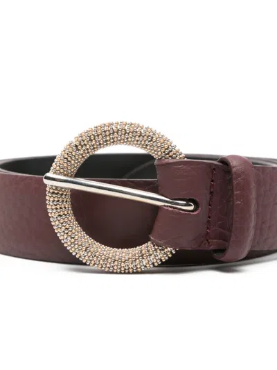 Orciani Beaded Leather Belt In Brown