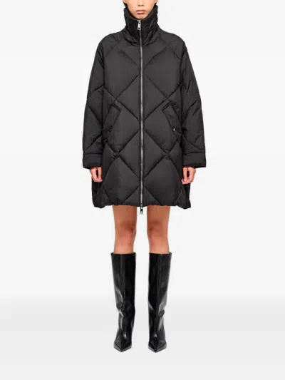 Oof Wear Quilted Water-repellent Funnel-neck Coat In Black