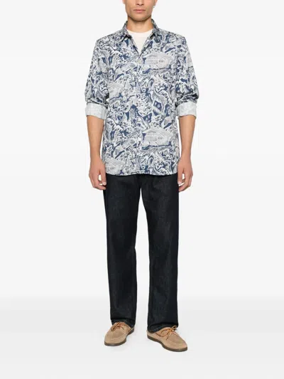 Ps By Paul Smith Printed Shirt In Blue