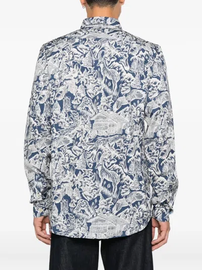 Ps By Paul Smith Printed Shirt In Blue