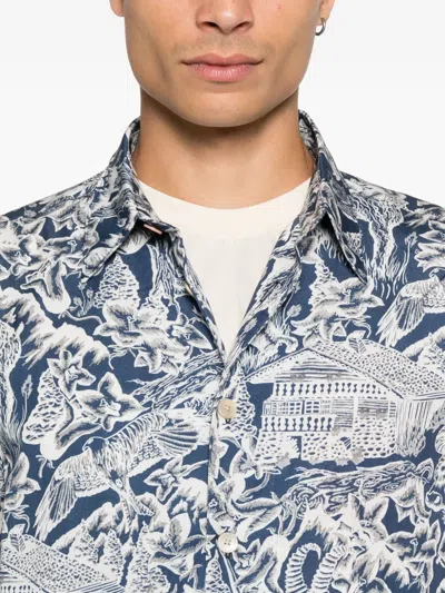 Ps By Paul Smith Printed Shirt In Blue