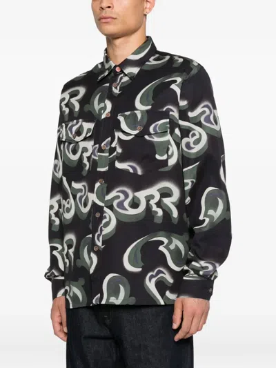 Ps By Paul Smith Abstract-print Long-sleeved Shirt In Black