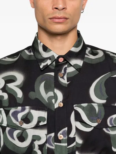 Ps By Paul Smith Abstract-print Long-sleeved Shirt In Black