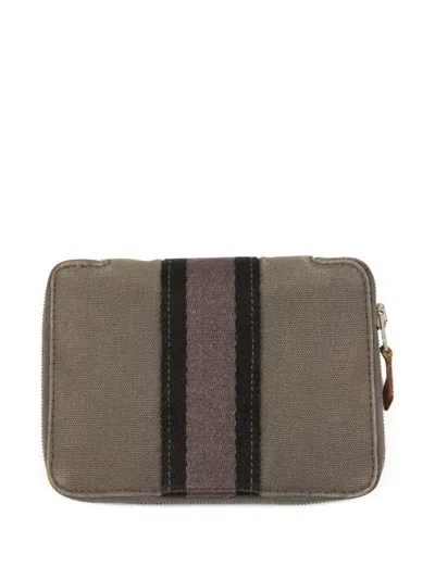 Pre-owned Hermes 2000s Toto Striped Wallet In Gray