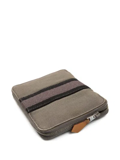 Pre-owned Hermes 2000s Toto Striped Wallet In Gray
