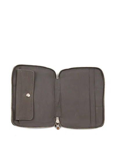 Pre-owned Hermes 2000s Toto Striped Wallet In Gray