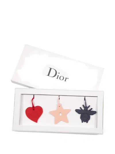 Pre-owned Dior 2000s Leather Charms (set Of Three) In Red