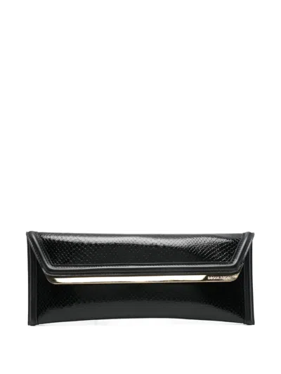 Dsquared2 Metallic-trim Leather Clutch Bag In Black
