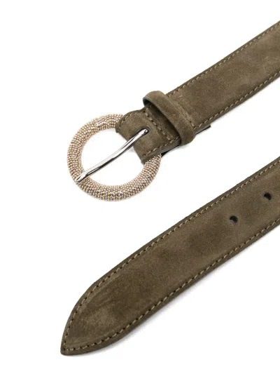 Orciani Embellished Round-buckle Belt In Green