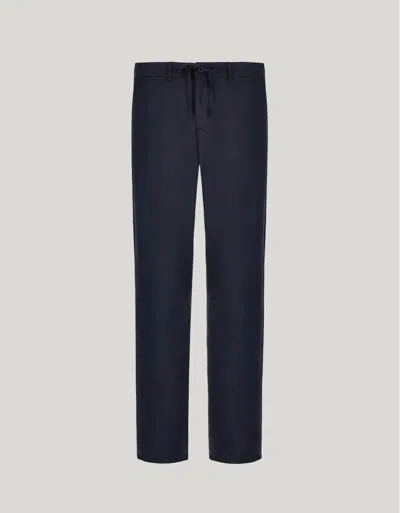 Canali Pantalon Bleu Marine En Laine Impeccabile In Blue