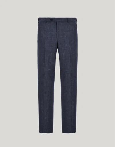 Canali Pantalon En Laine Travel, Soie Et Lin In Blue