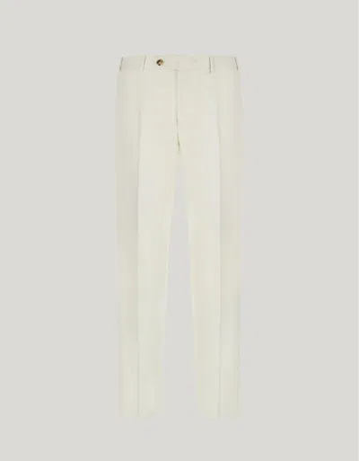 Canali Pantalon Blanc En Soie Et Lin In Pattern