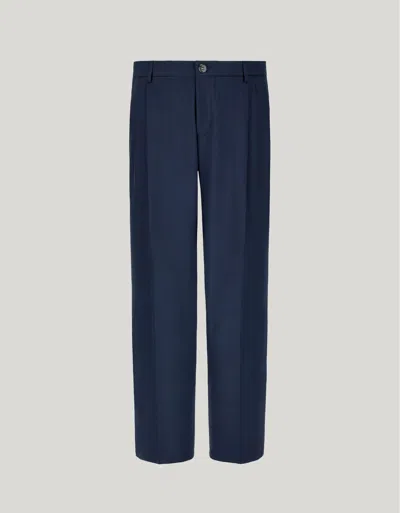 Canali Chino À Deux Pinces En Laine Bistretch Bleu Turquoise In Blue