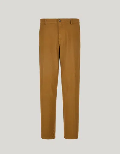 Canali Garment-dyed Khaki Comfort Cotton Twill Chinos In Brown