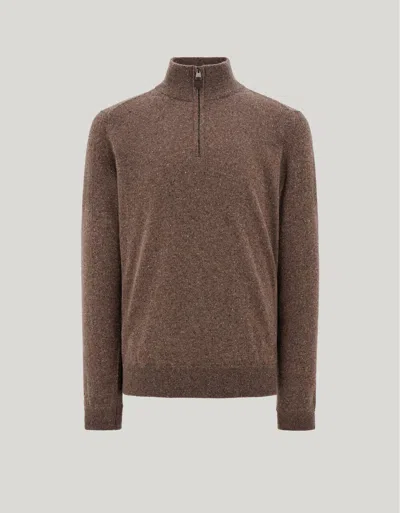 Canali Donegal Quarter Zip Sweater In Brown