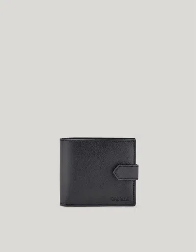 Canali Black Wallet In Hammered Calfskin In Black